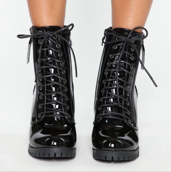 New Black Patent Leather Ankle Booties - Picture 8 of 9